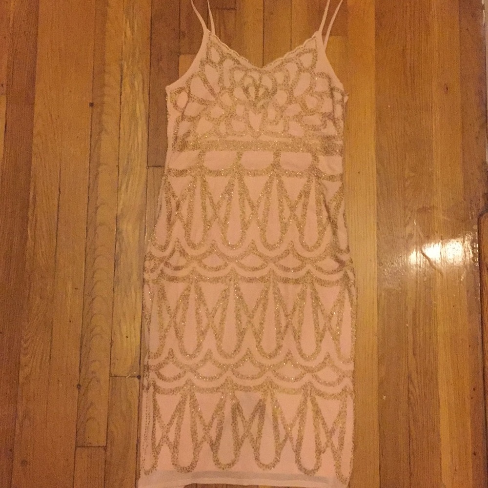 Pink Dress with gold beading